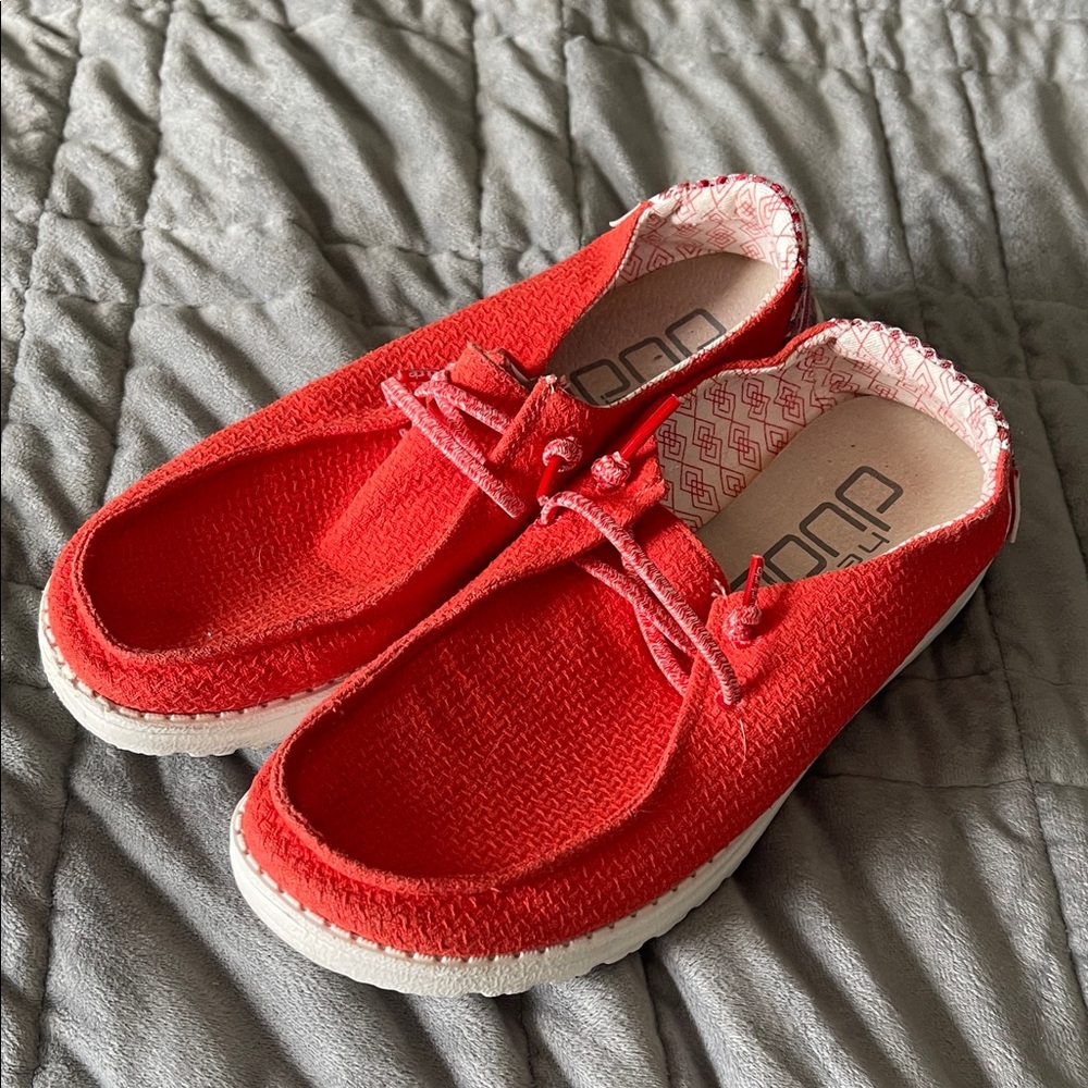 Hey Dude Orange Moccasins